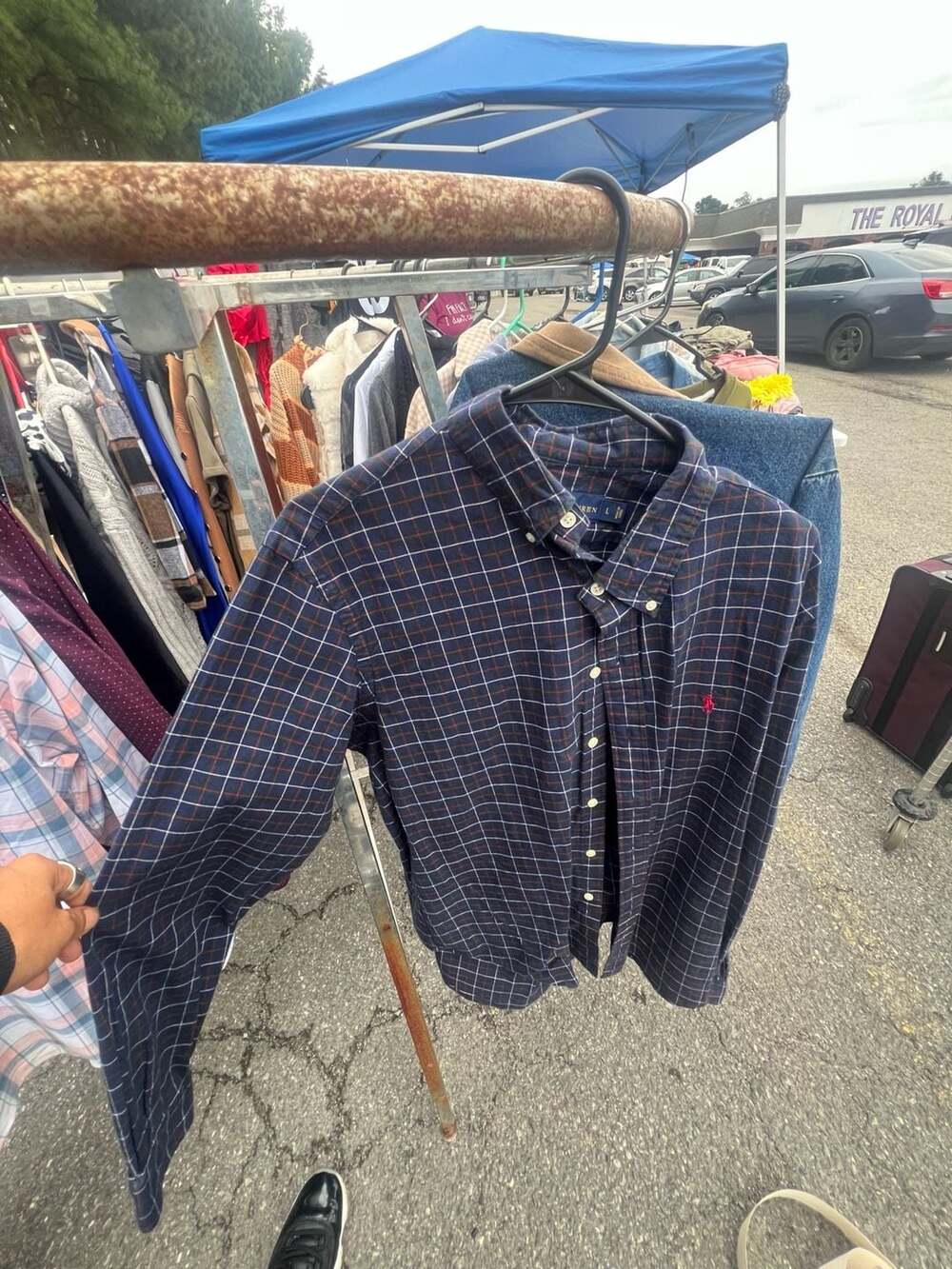 Ralph Lauren Button Down Shirt Size L Blue Plaid Long Sleeve